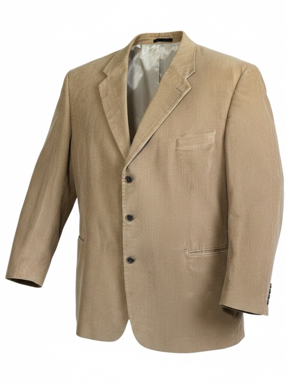 Vintage S&K Corduroy Men's Single-Breasted Beige Blazer - 50 R